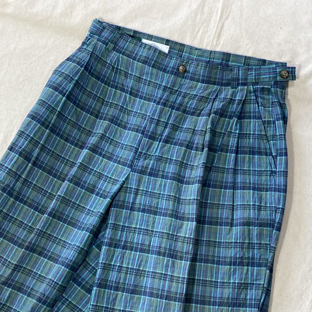 Vintage Colours By Alexander Julian Plaid Pleated Pants Sz 32 Fits 30x31